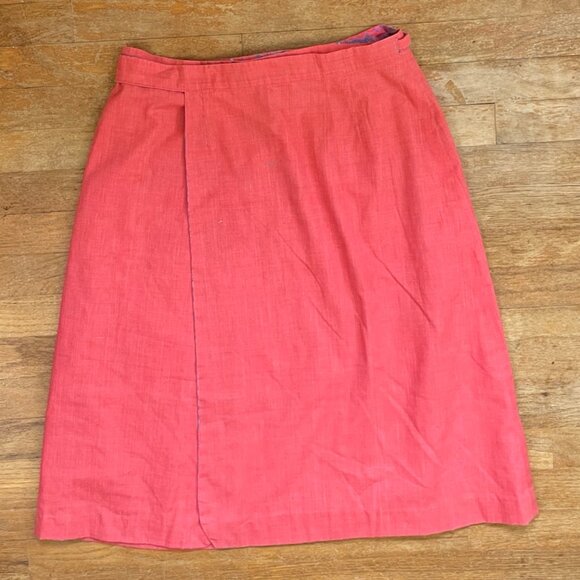 Vintage Skirt Reversible Plain & Print Two Side Wrap Hand Tailored 1970s Size XS - Picture 7 of 7